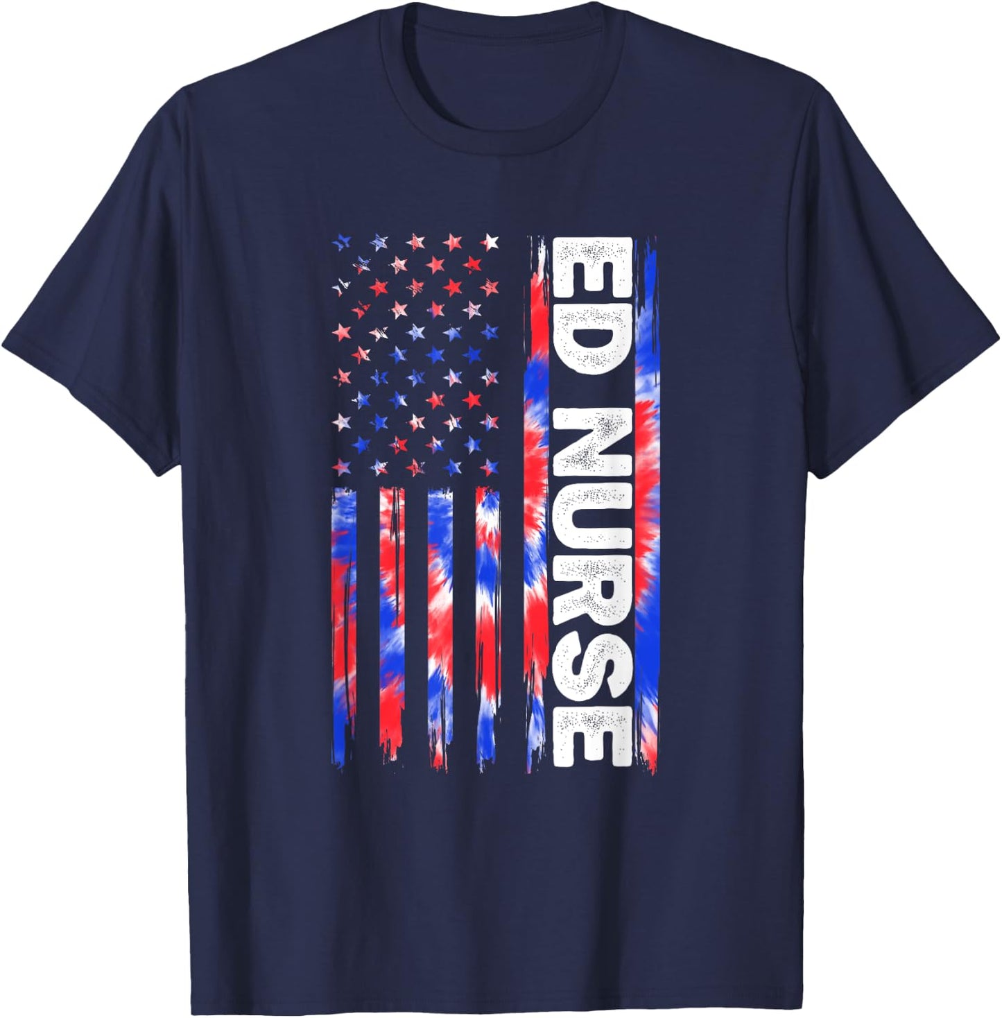 ED Emergency Department Nurse Tie Dye American 4th Of July T-Shirt - T-Shirt | Navy