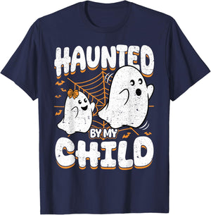 Haunted by My Child Daughter Mom Dad Halloween Ghost T-Shirt - T-Shirt | Navy