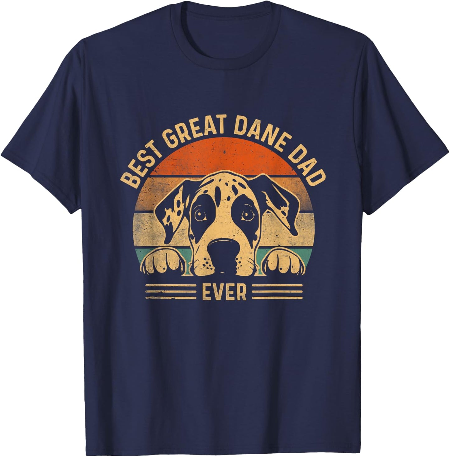 Best Great Dane Dad Ever Retro Fur Dad Fathers Day T-Shirt - T-Shirt | Navy