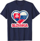 Vintage Slovakia Banner Fan Slovak Republic Flag Heart Retro T-Shirt - T-Shirt | Navy