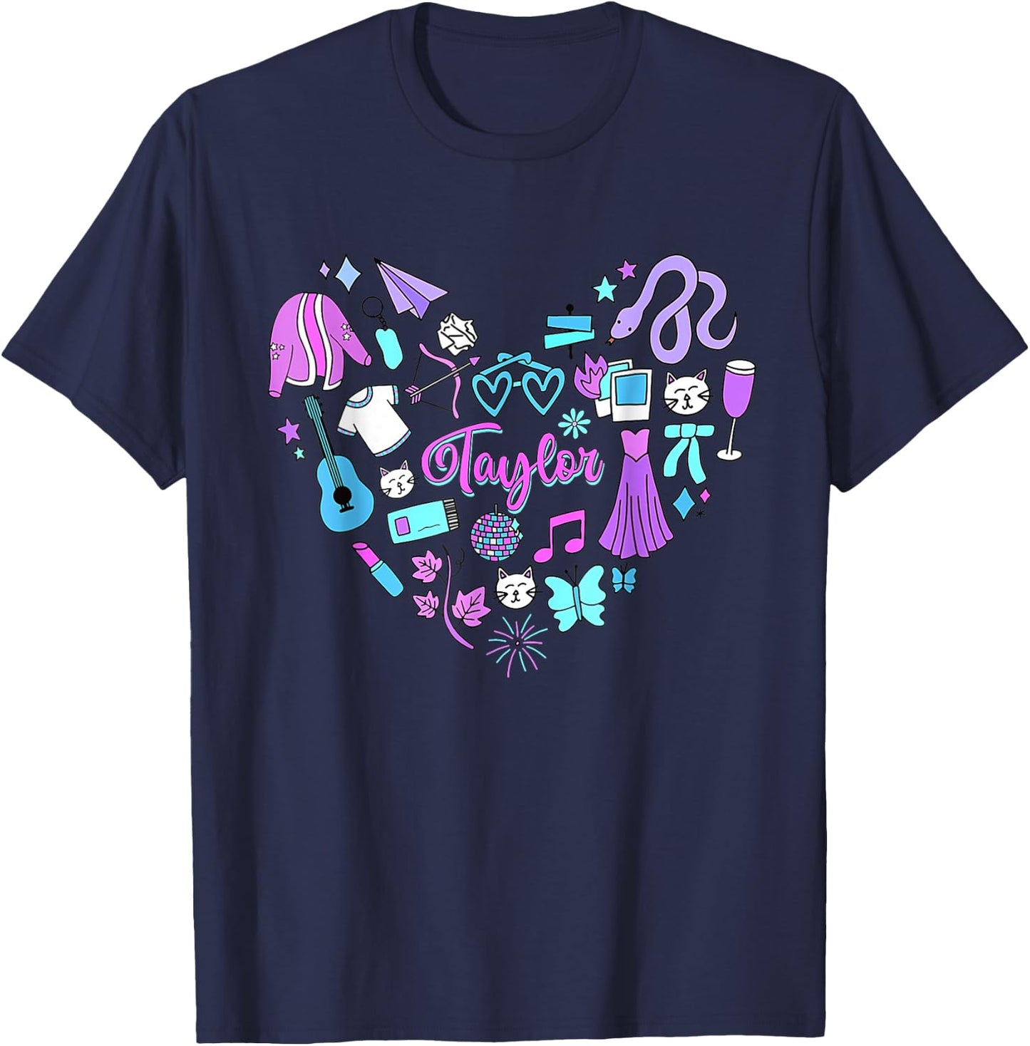 Taylor First Name I Love Taylor Girl Groovy 80's Vintage T-Shirt - T-Shirt | Navy