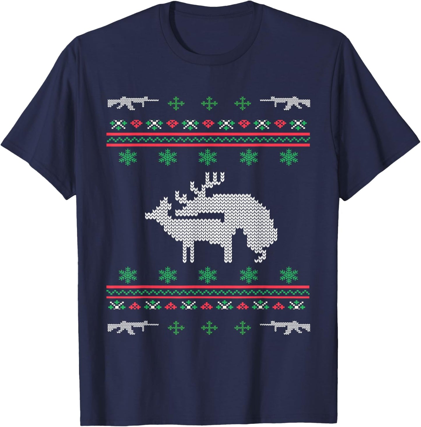 Humping Deer Hunting Ugly Christmas Sweater T-Shirt - T-Shirt | Navy