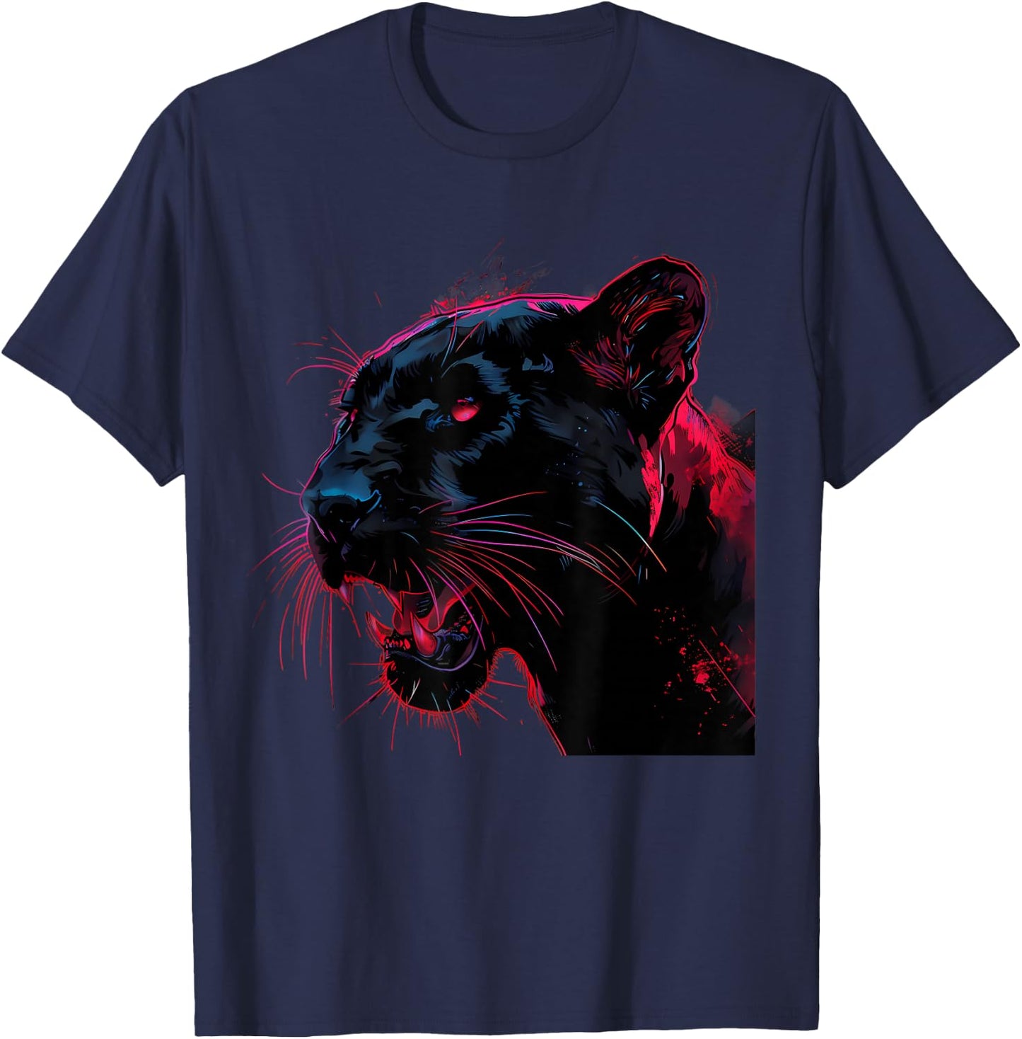 Panther Motif Panther Lover Animal Art Drawing Portrait T-Shirt - T-Shirt | Navy