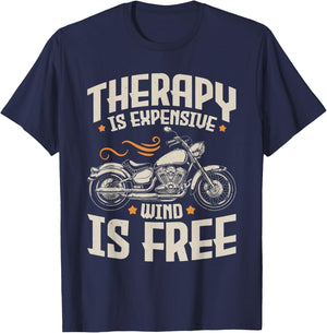 Cool Motorcycle Rider Men Therapy Motorcycle Lovers Biker T-Shirt - T-Shirt | Navy