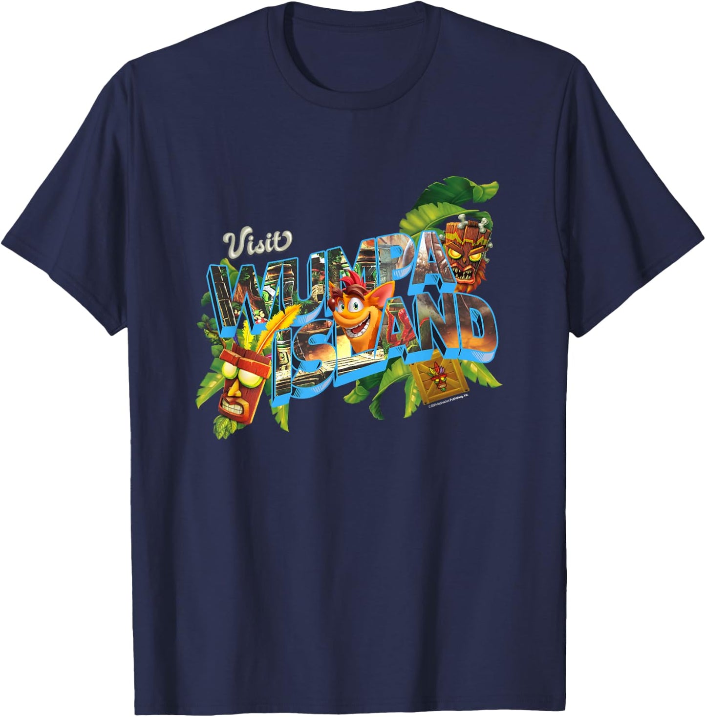Crash Bandicoot Visit Wumpa Island Vacation Destination Logo T-Shirt - T-Shirt | Navy