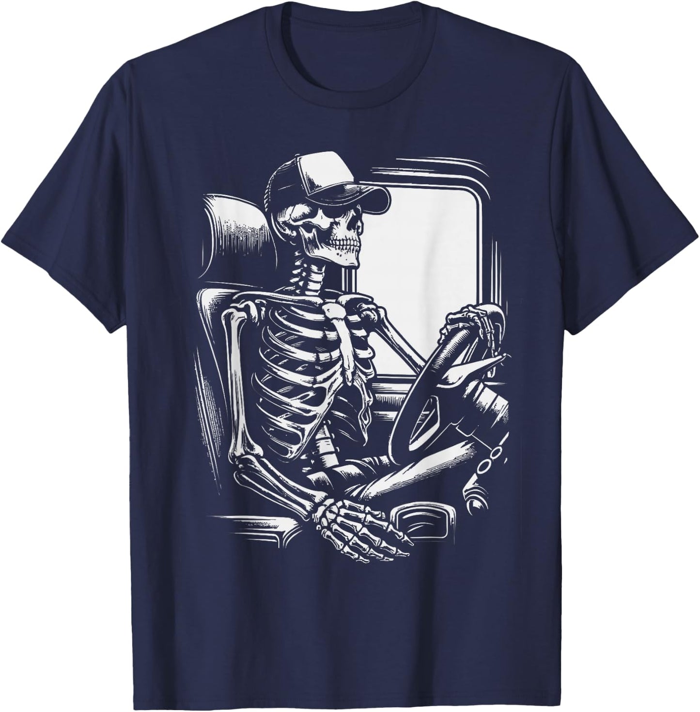Skeleton Truck Driver Funny Big Trucking truck enthusiasts T-Shirt - T-Shirt | Navy