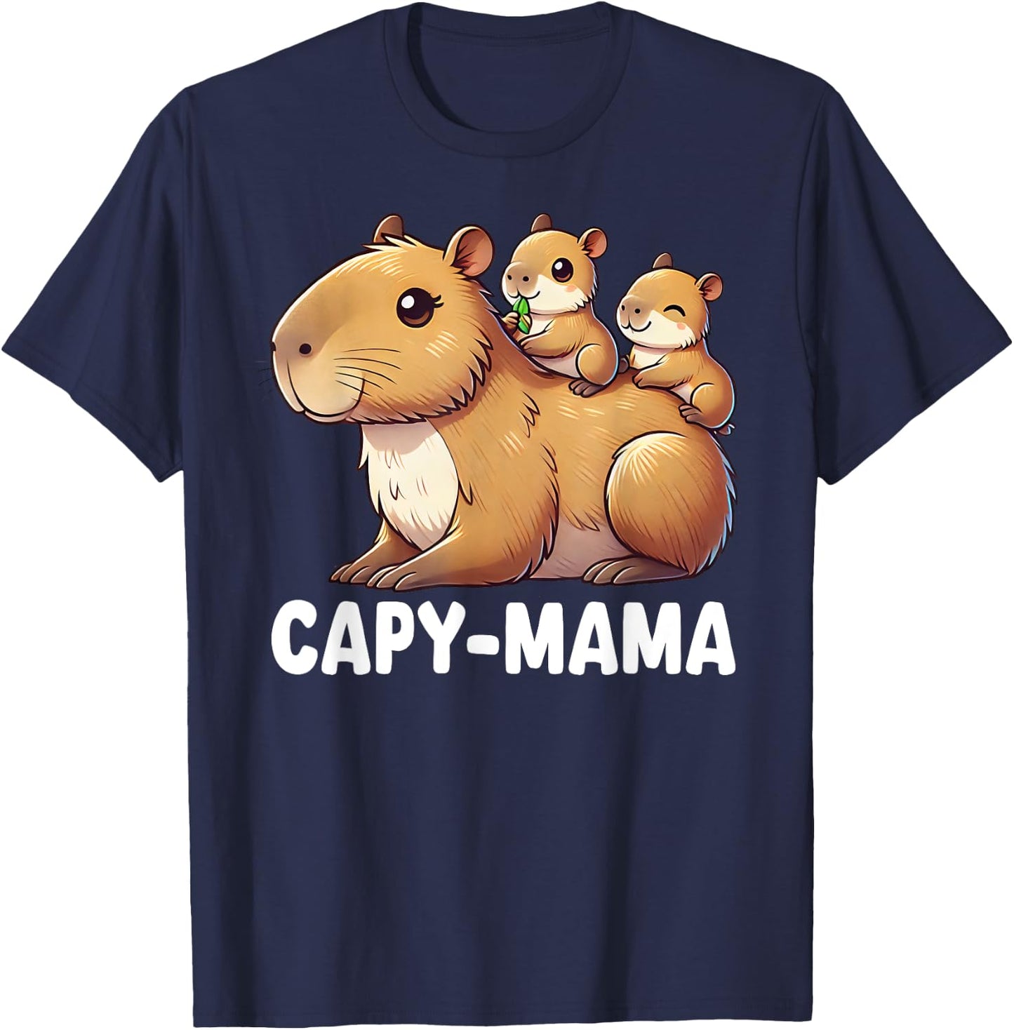 Funny Capybara Capy-Mama Babies Cute Boys Girls Kids T-Shirt - T-Shirt | Navy