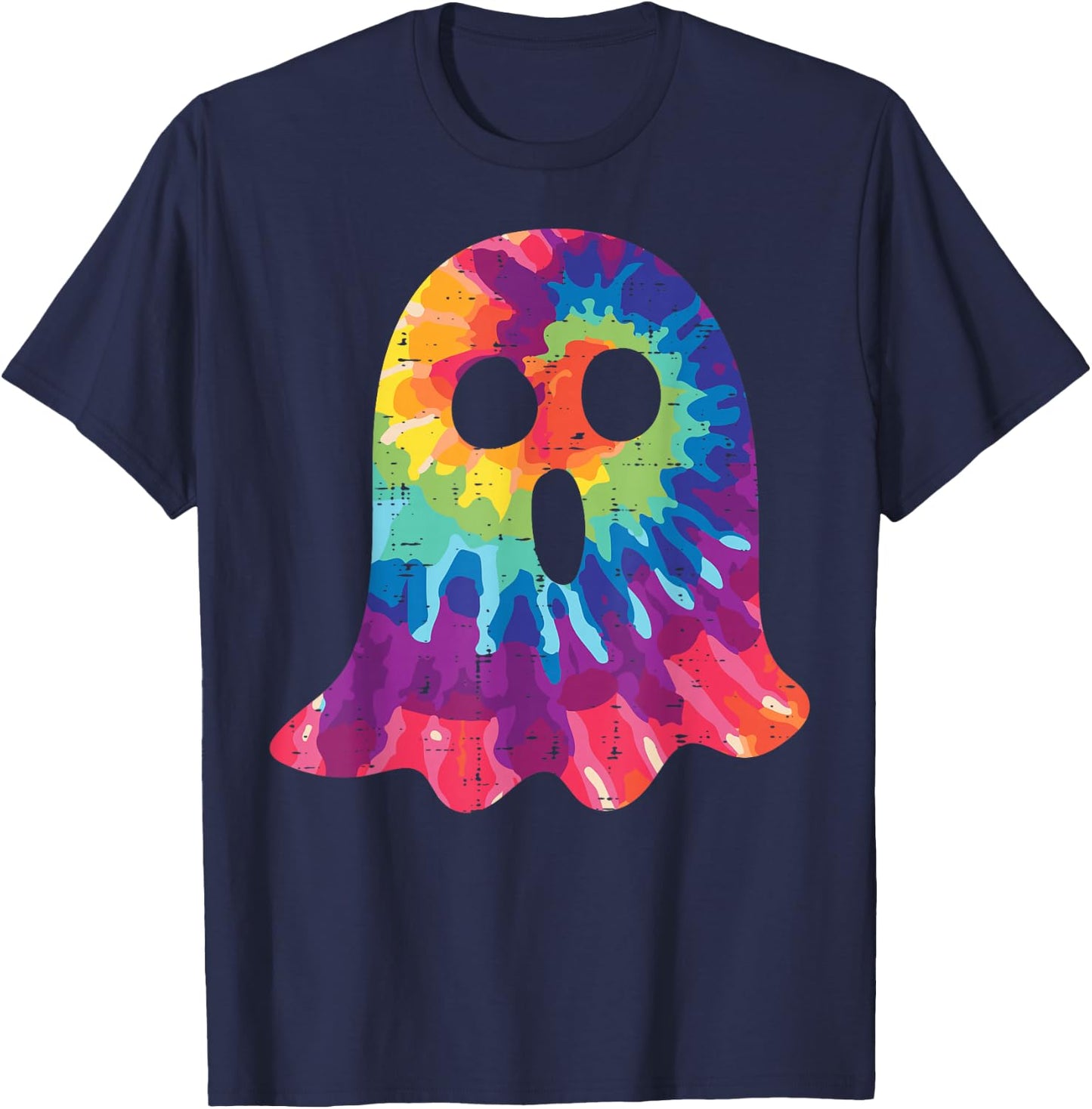 Halloween Ghost Tie Dye Retro Hippie Costume Men Women Kids T-Shirt - T-Shirt | Navy