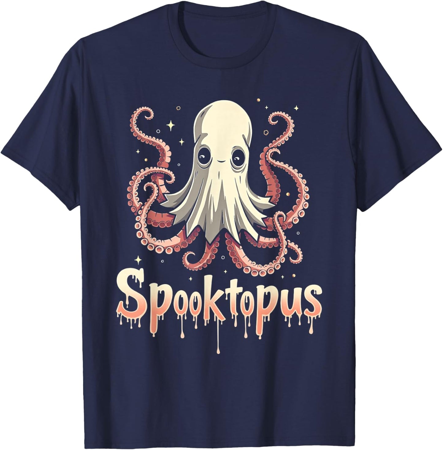 Spooktopus Funny Octopus Spooky Halloween Ghost T-Shirt - T-Shirt | Navy
