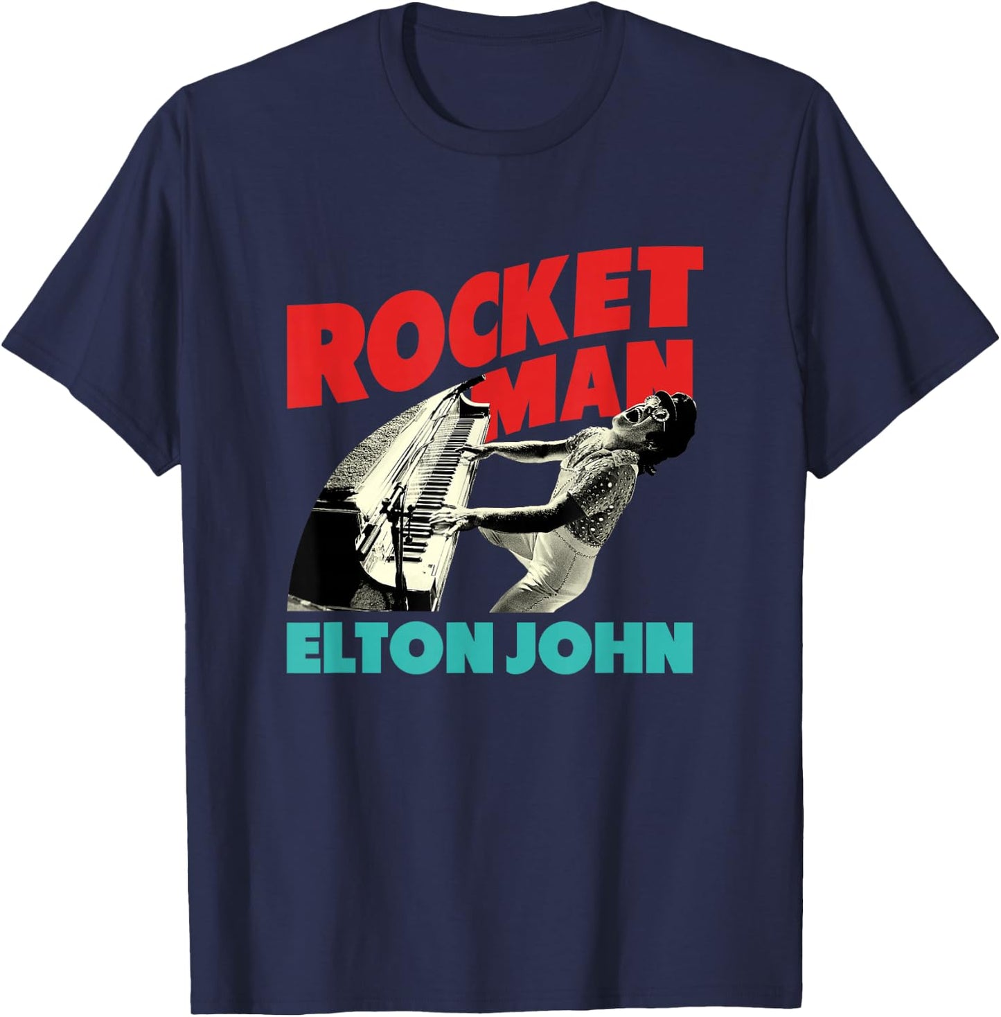 Official Elton John x Rocketman Piano Black T-Shirt - T-Shirt | Navy