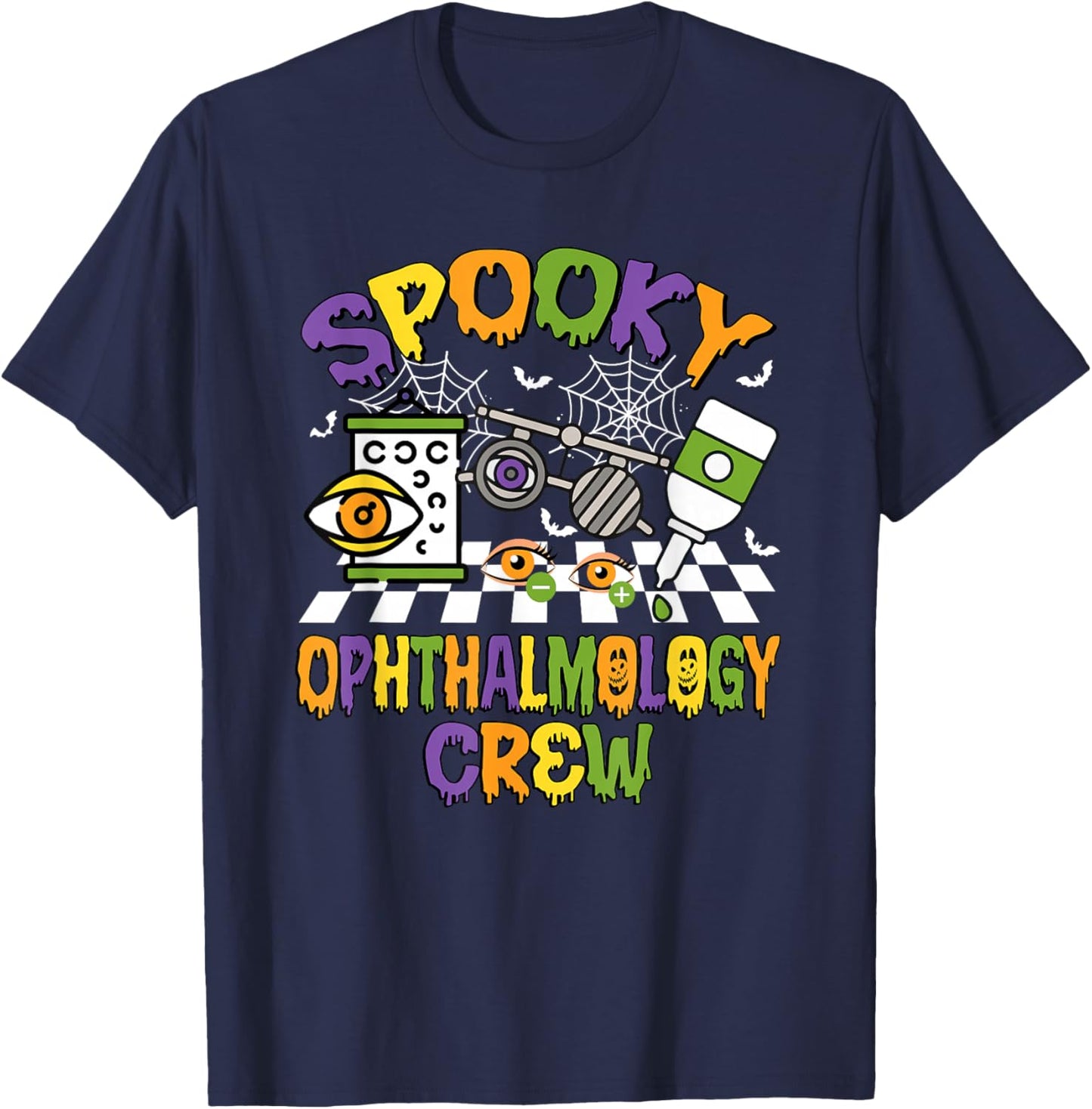 Retro Spooky Ophthalmology Crew Ophthalmologist Halloween T-Shirt - T-Shirt | Navy