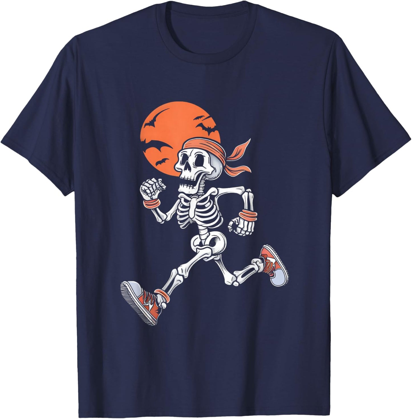 Running Skeleton Funny Halloween Costume Men Women Kids T-Shirt - T-Shirt | Navy