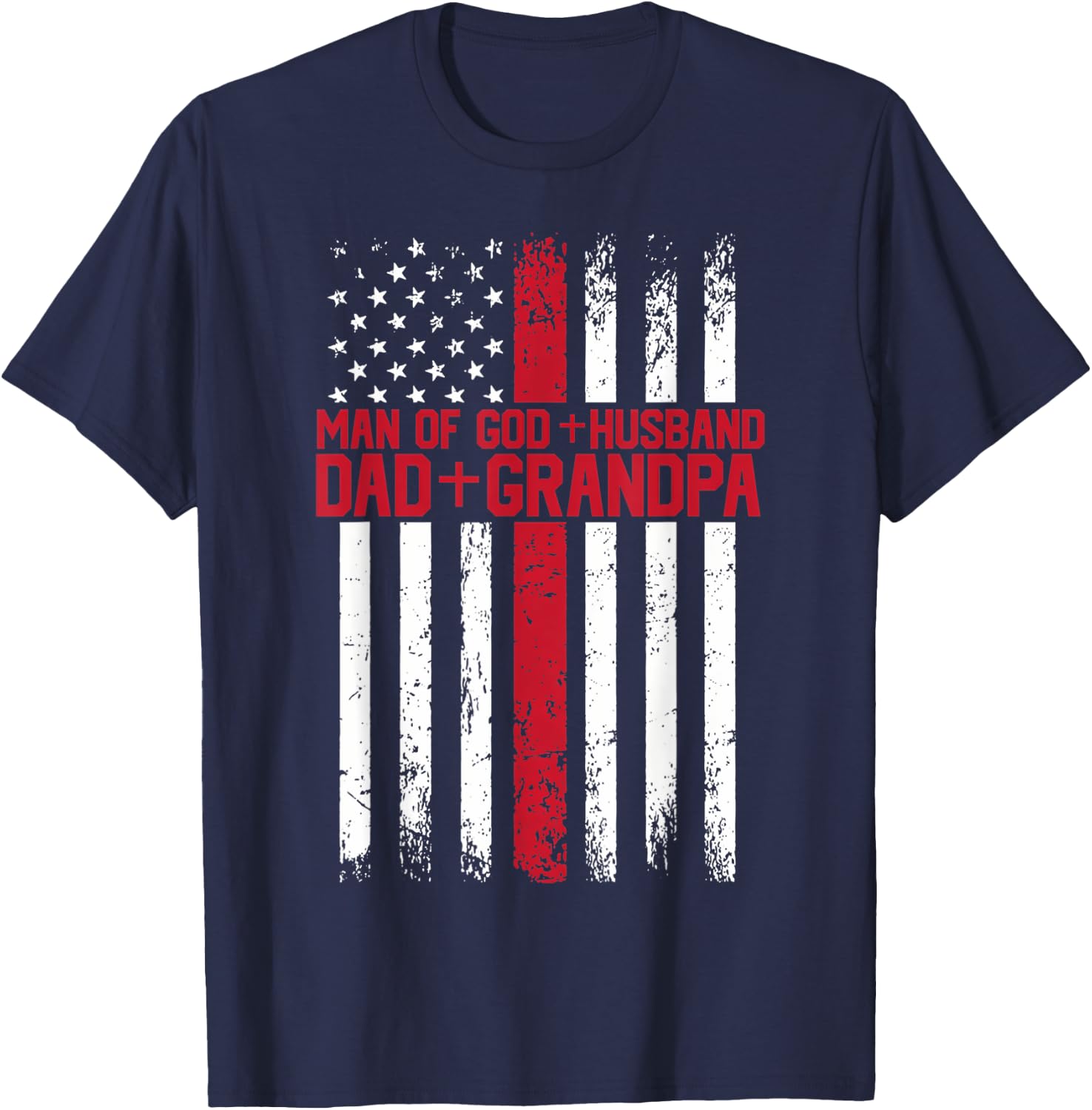 Man of God Husband Dad Papa Christian Cross Father's Day T-Shirt - T-Shirt | Navy