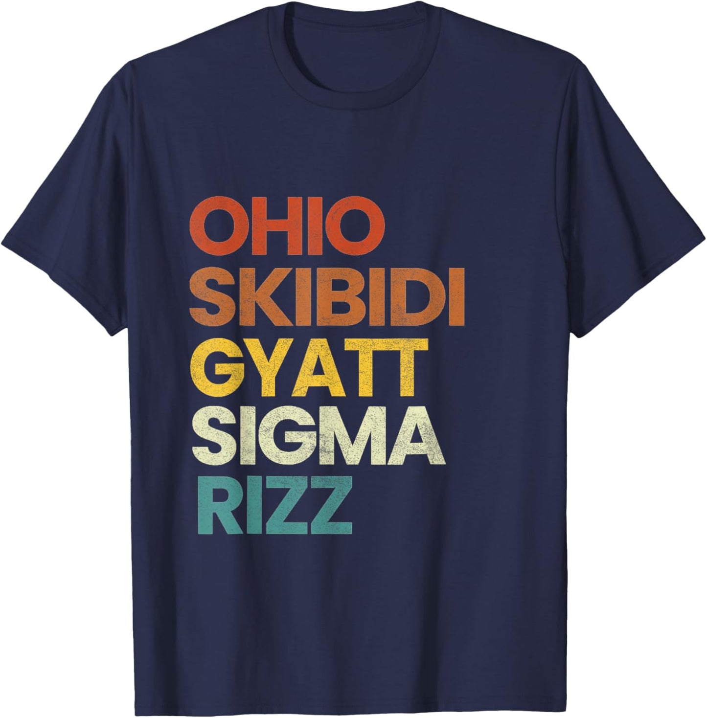 Funny Rizzler Ohio Skibidi Gyatt Sigma Rizz - -Adults, Black, Small, Short Sleeve, , Anime, Halloween, Novelty T-Shirt - T-Shirt | Navy
