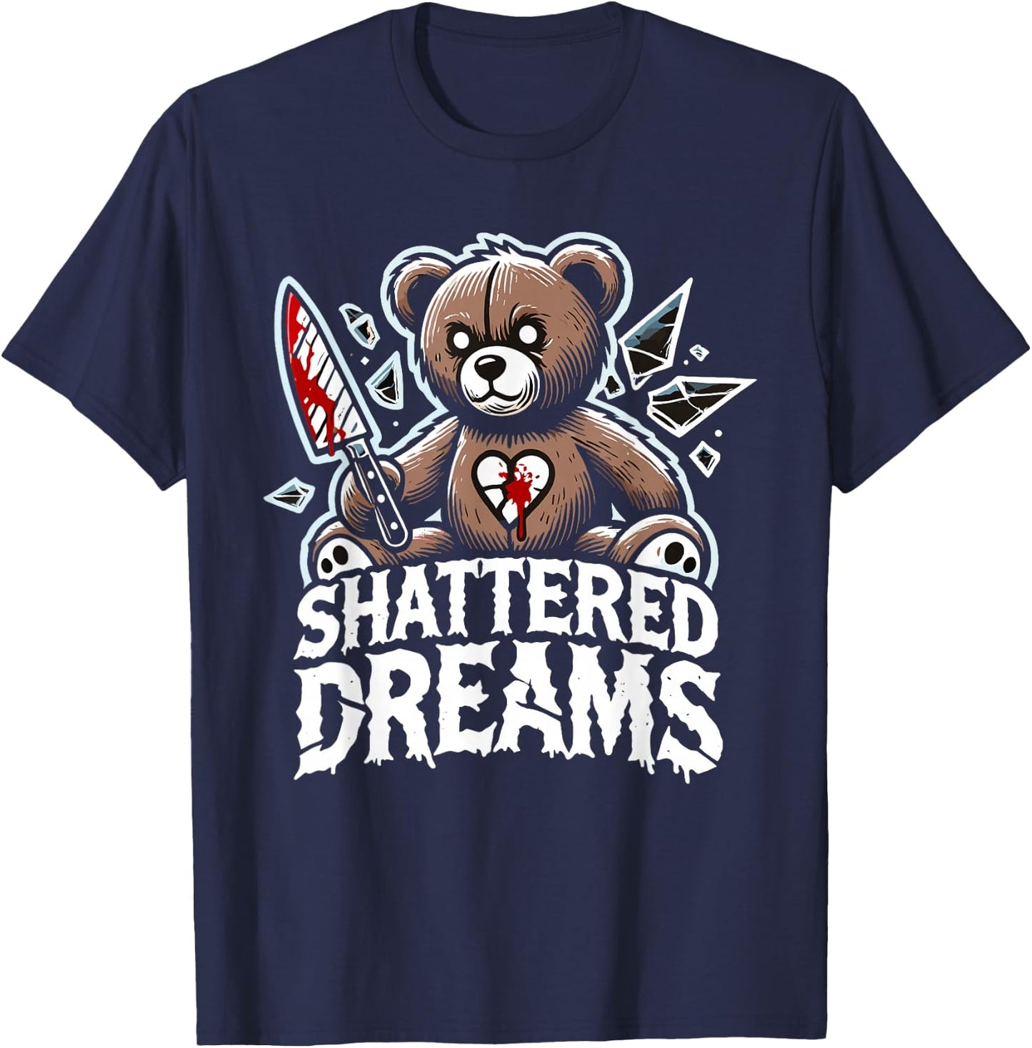 Terrifying Teddy Spooky Plush Horror Teddy Bear Scary T-Shirt - T-Shirt | Navy