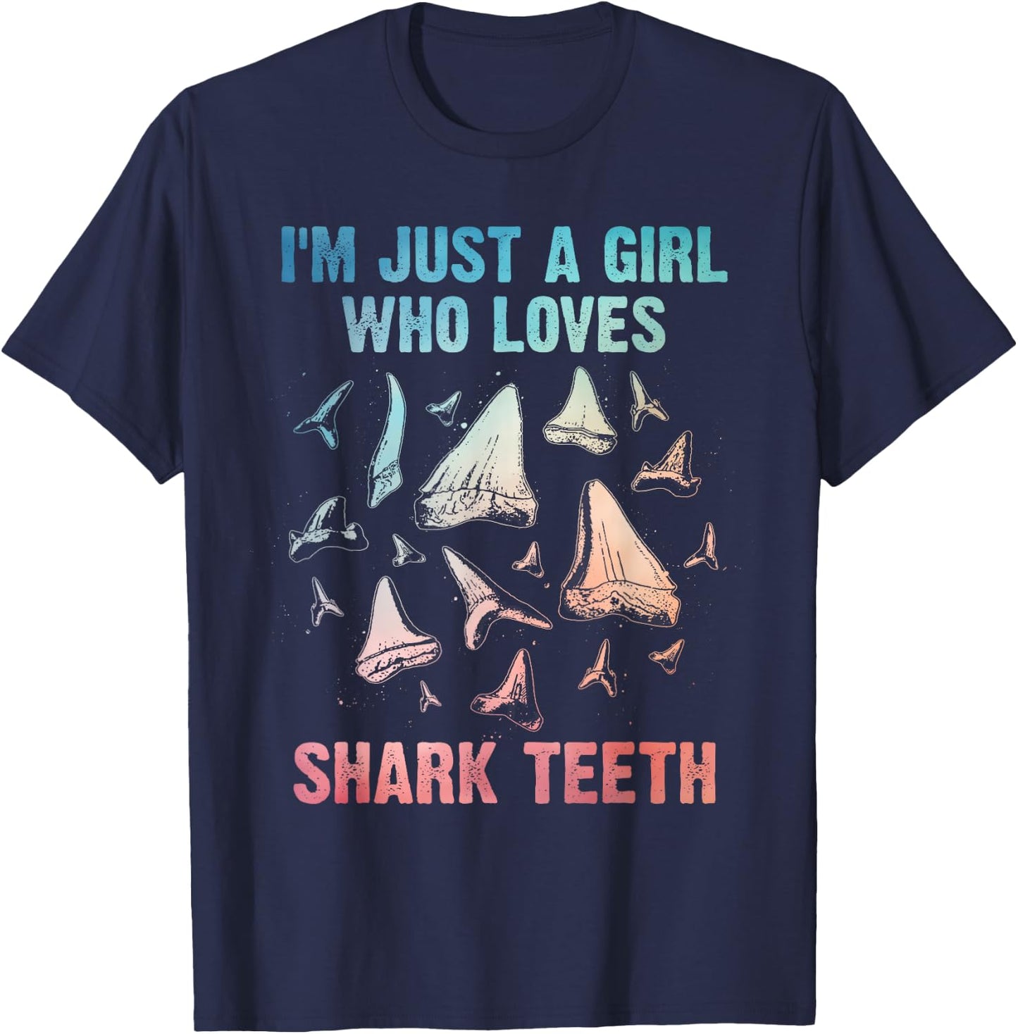 Cool Shark Teeth Art For Girls Women Fossil Megalodon Tooth T-Shirt - T-Shirt | Navy