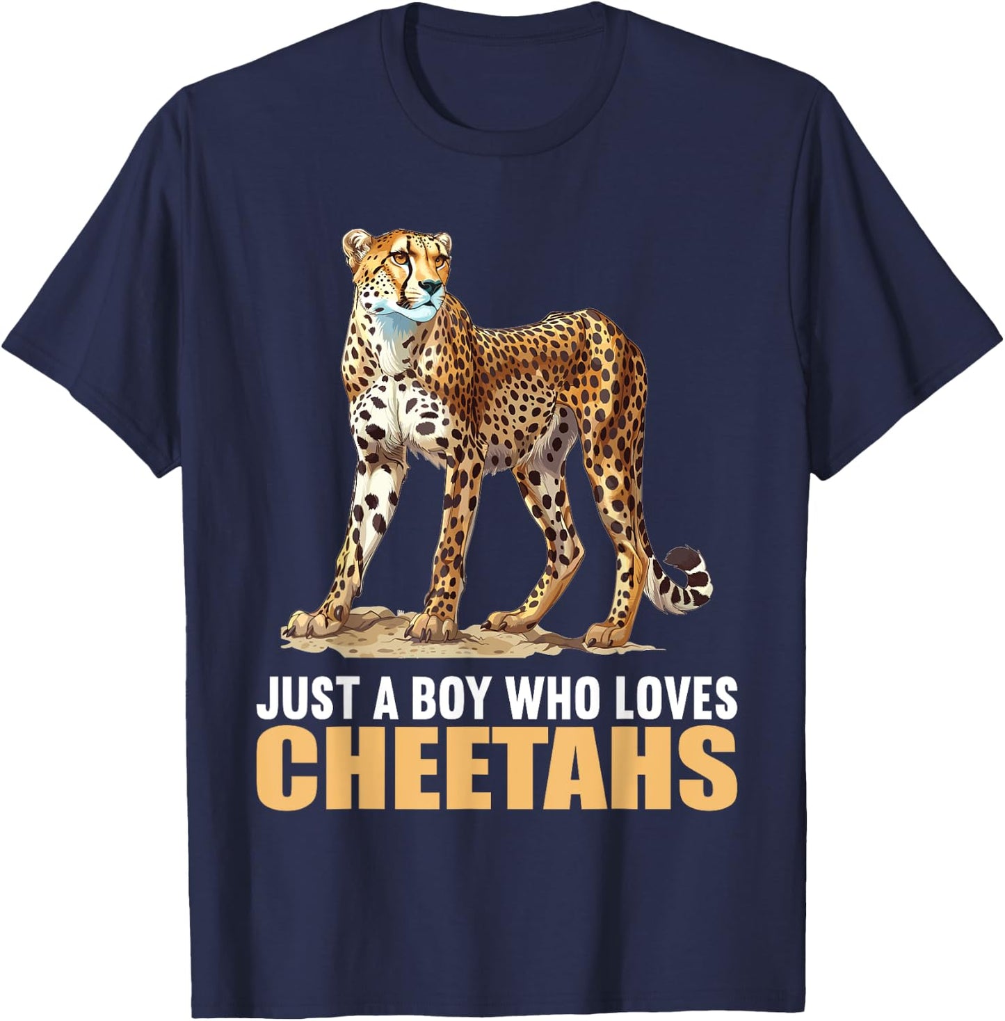 Just a Boy who loves Cheetahs Cheetah T-Shirt - T-Shirt | Navy