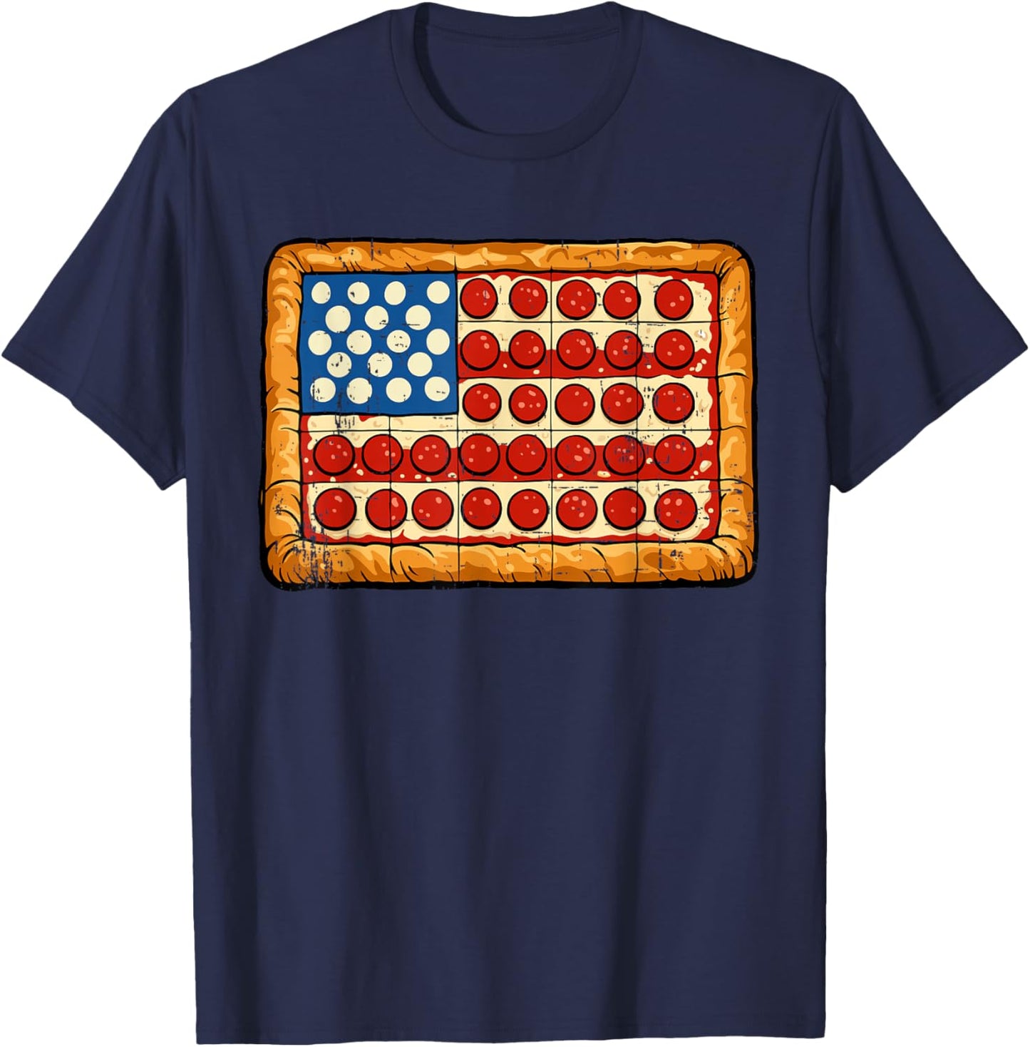 Funny 4th July Pizza USA Flag Patriotic Food Men Women Kids T-Shirt - T-Shirt | Navy