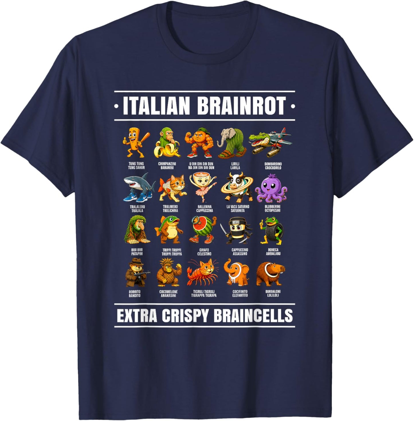 Surreal Italian Brainrot Shirt Funny Alpha Italian Brainrot T-Shirt - T-Shirt | Navy