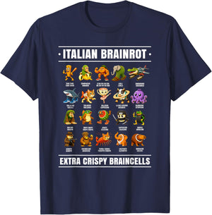 Surreal Italian Brainrot Shirt Funny Alpha Italian Brainrot T-Shirt - T-Shirt | Navy