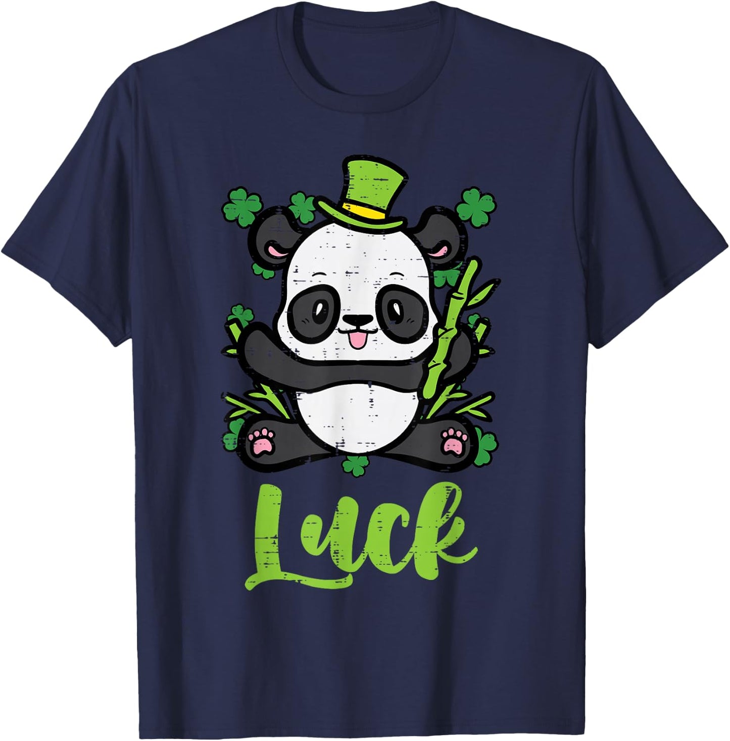 St Patricks Day Panda Luck Saint Pattys Paddys Kid Women Men T-Shirt - T-Shirt | Navy