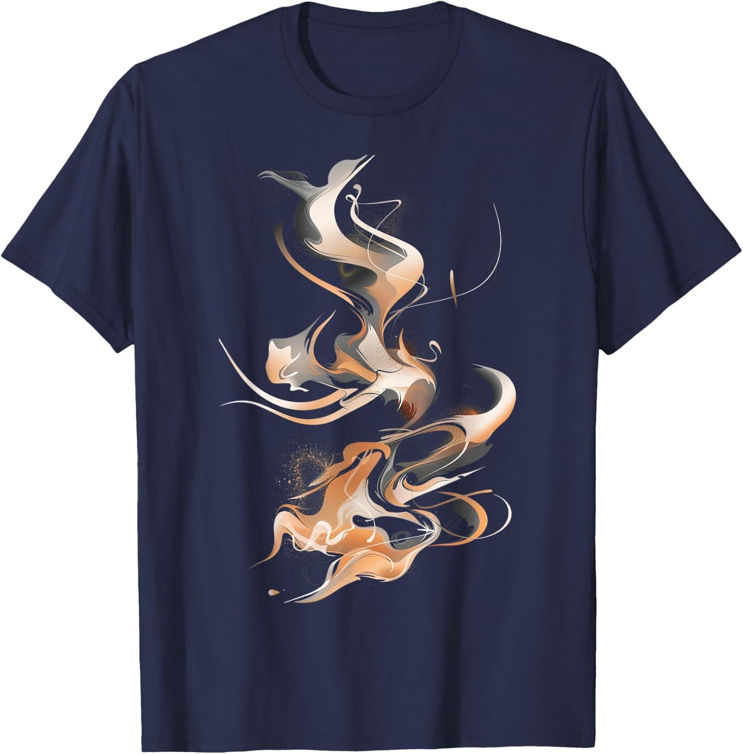 Smoke Swirls In Orange And Black Graphic T-Shirt - T-Shirt | Navy