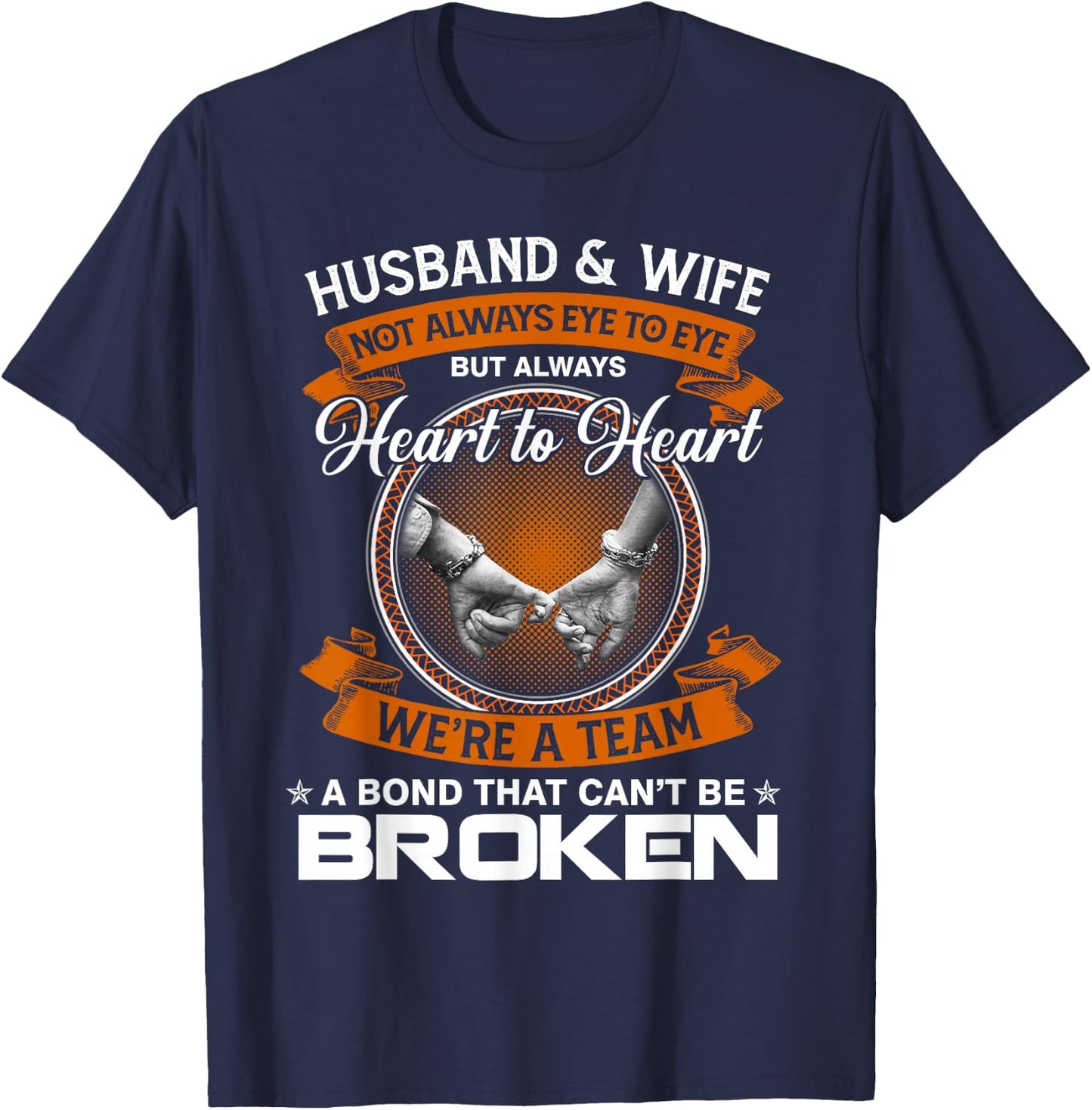Husband and Wife Not Always Eye to Eye But Heart to Heart Small T-Shirt - T-Shirt | Navy