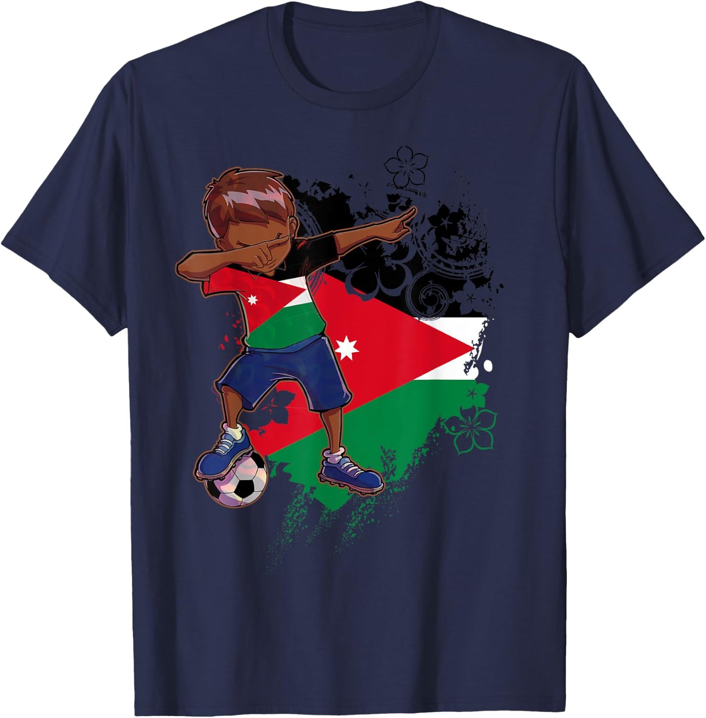 Dabbing Boy Jordanian Jordan Flag Kids Dab Dance T-Shirt - T-Shirt | Navy