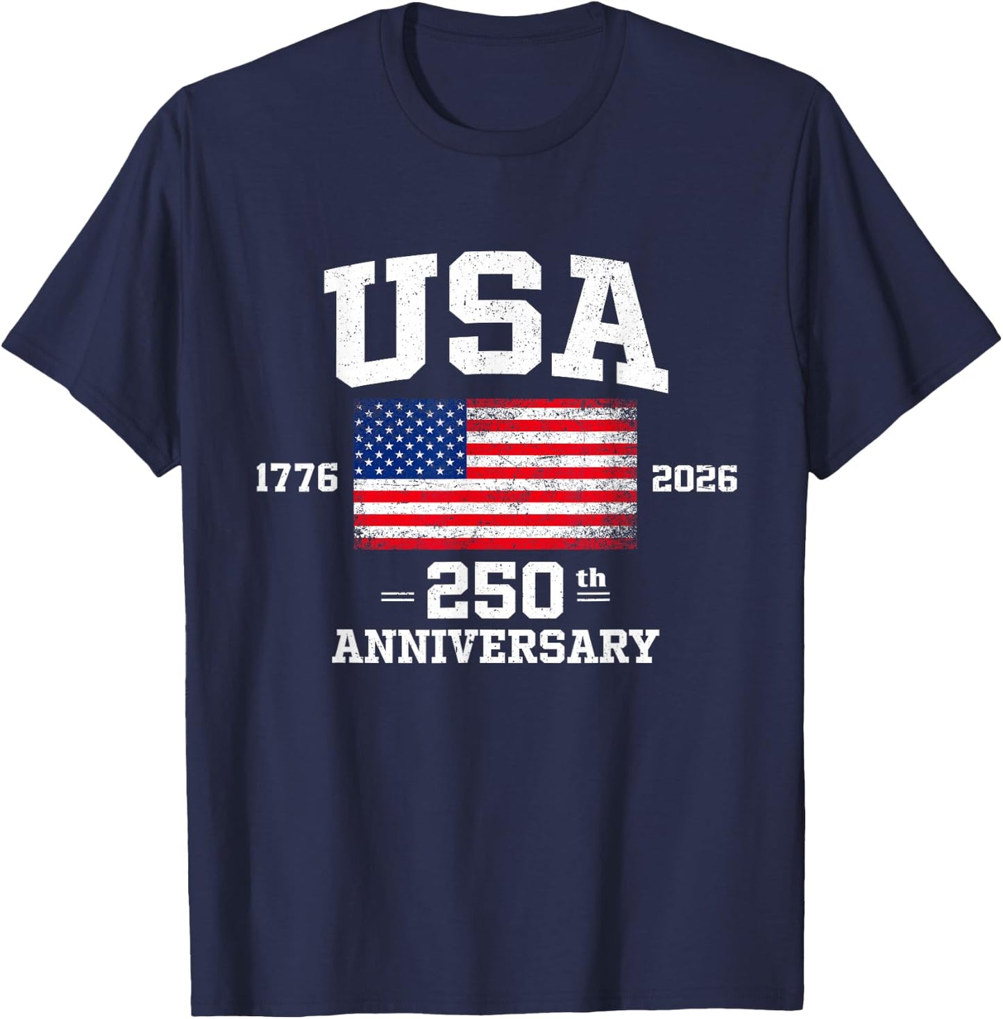 4th of July America US Flag Patriotic 250th Anniversary USA T-Shirt - T-Shirt | Navy