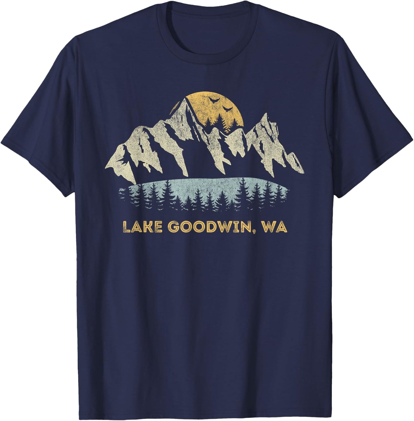 Lake Goodwin Washington Mountain Sunset Sunrise WA T-Shirt - T-Shirt | Navy
