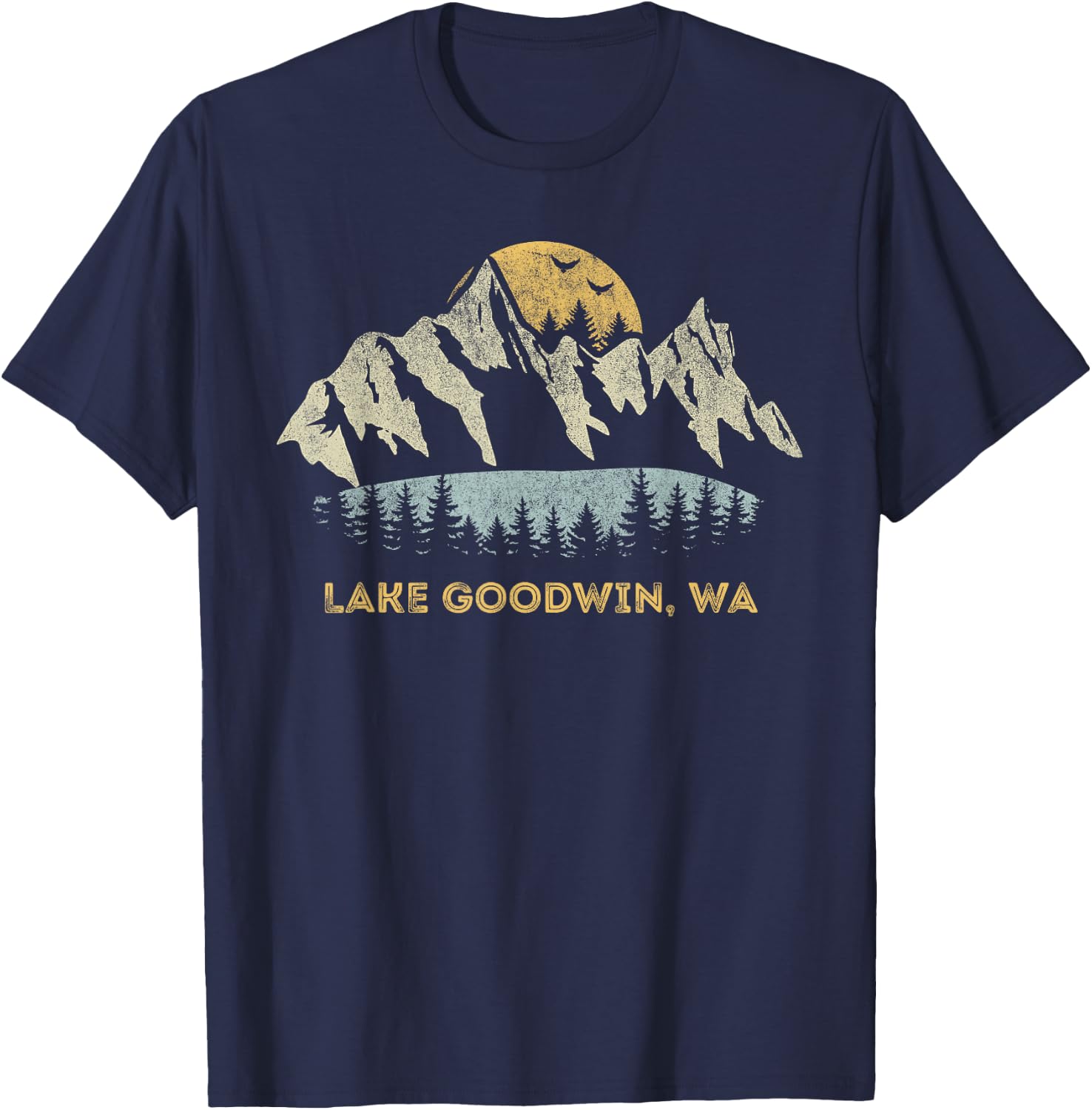 Lake Goodwin Washington Mountain Sunset Sunrise WA T-Shirt - T-Shirt | Navy