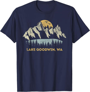 Lake Goodwin Washington Mountain Sunset Sunrise WA T-Shirt - T-Shirt | Navy