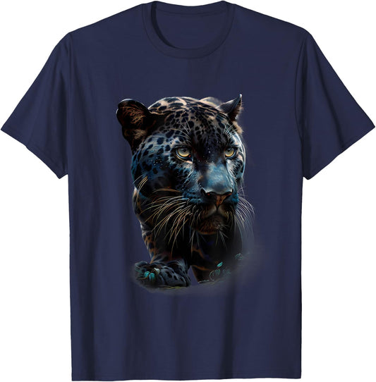 Panther Colourful Artwork Portrait Motif Panther Lover T-Shirt - T-Shirt | Navy