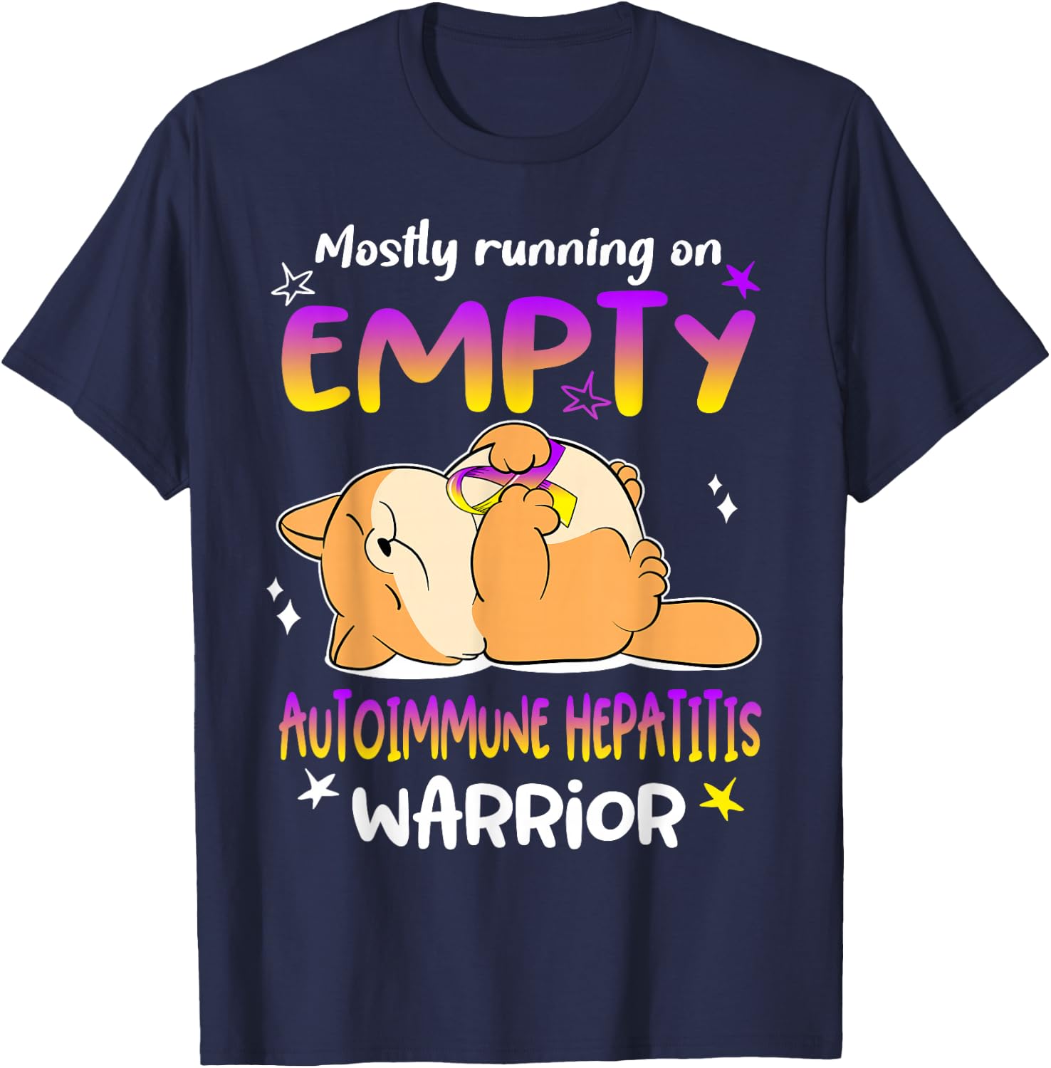 Mostly Running on EMPTY Autoimmune Hepatitis Warrior T-Shirt - T-Shirt | Navy