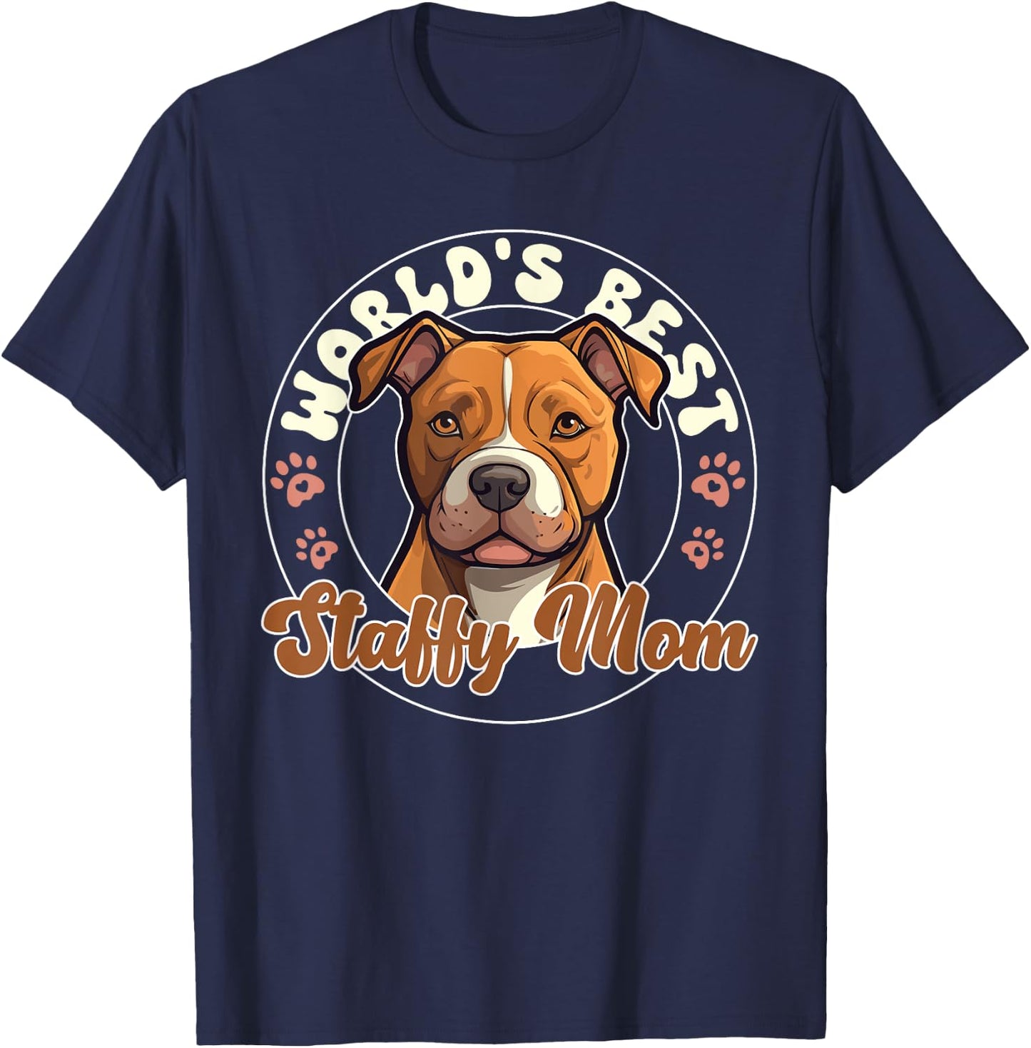American Staffordshire Terrier World's Best Staffy Mom T-Shirt - T-Shirt | Navy