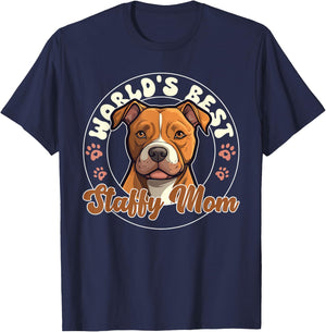 American Staffordshire Terrier World's Best Staffy Mom T-Shirt - T-Shirt | Navy