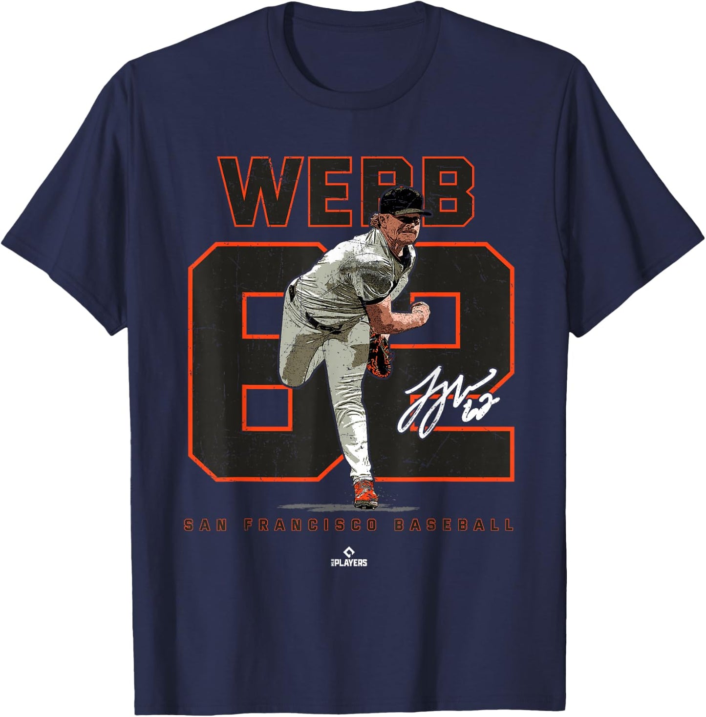 Number and Portrait Logan Webb San Francisco MLBPA T-Shirt - T-Shirt | Navy