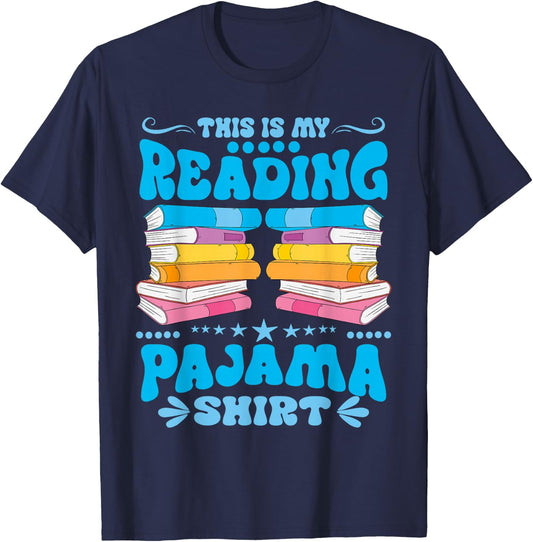Pajama Book Lover | This Is My Reading Pajama Book T-Shirt - T-Shirt | Navy