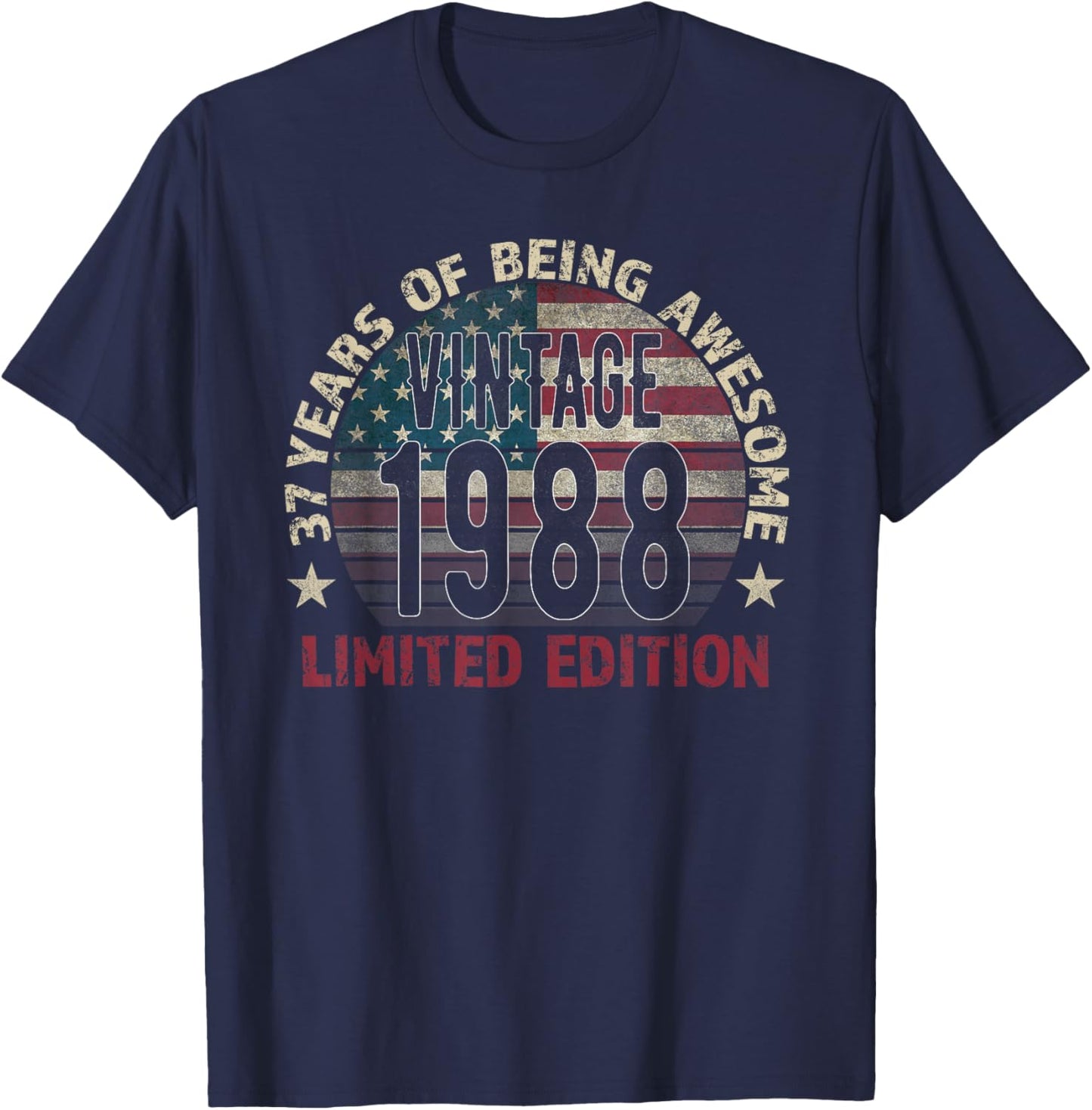 37th Birthday Gift men Vintage born 1988 turning 37 Year Old T-Shirt - T-Shirt | Navy