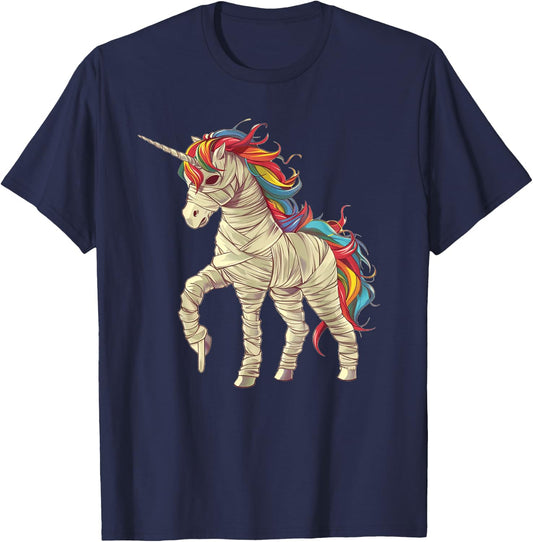 Girls Halloween Unicorn Mummy Women T-Shirt - T-Shirt | Navy