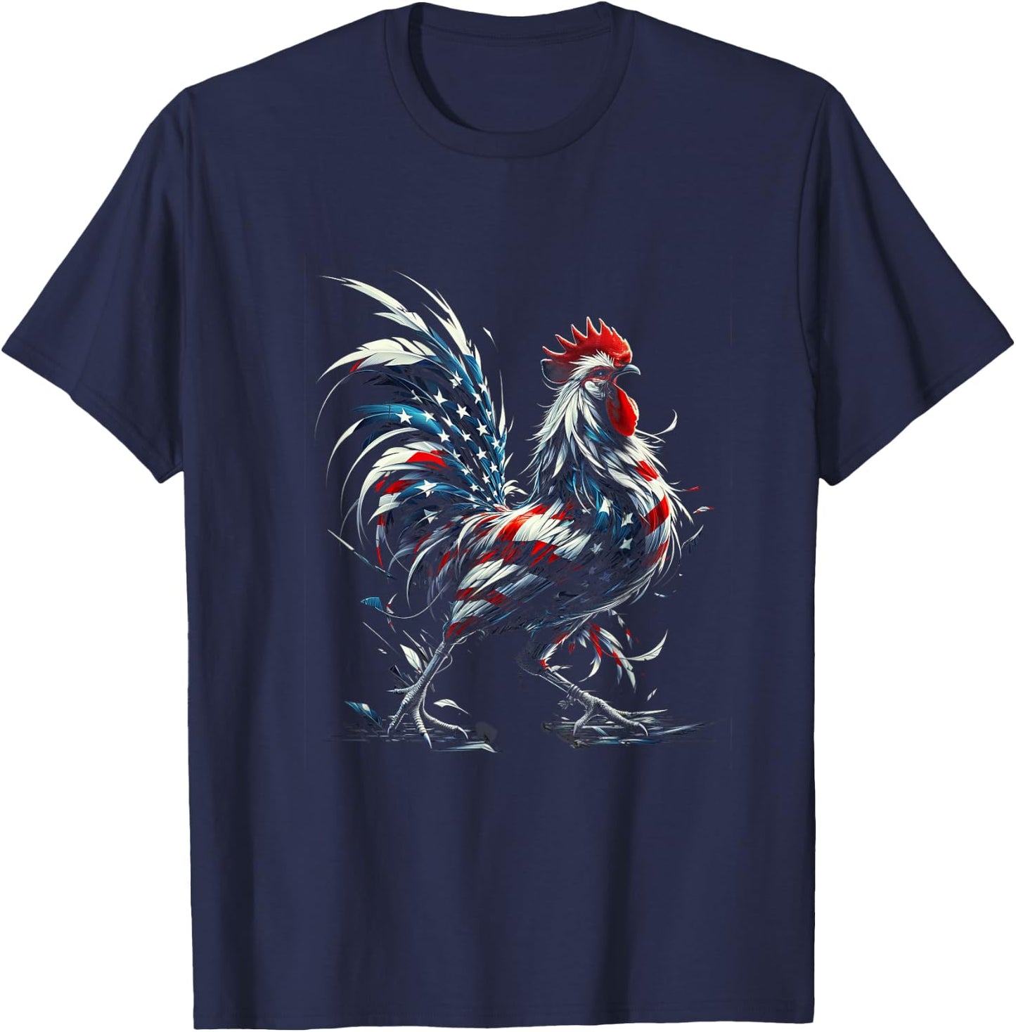 American Flag Rooster Chicken 4th of July Animal T-Shirt - T-Shirt | Navy