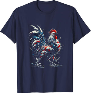 American Flag Rooster Chicken 4th of July Animal T-Shirt - T-Shirt | Navy