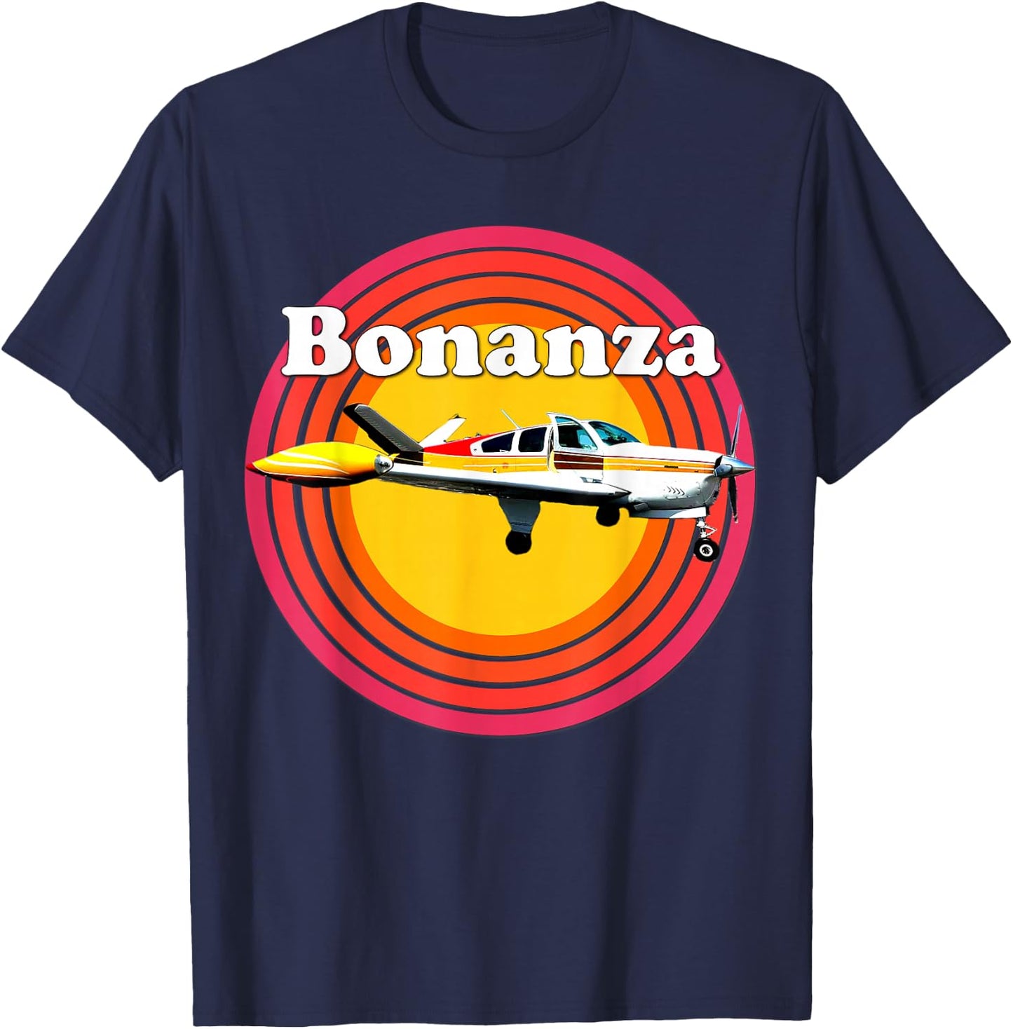 Vintage Bonanza Airplane, Prop Plane, Retro Aircraft T-Shirt - T-Shirt | Navy