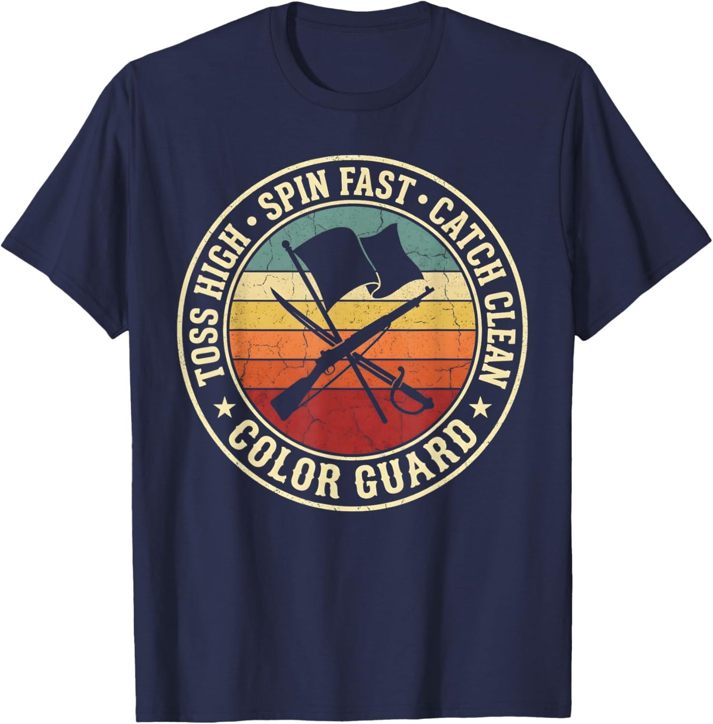 Toss High Spin Fast Catch Clean Color Guard T-Shirt - T-Shirt | Navy