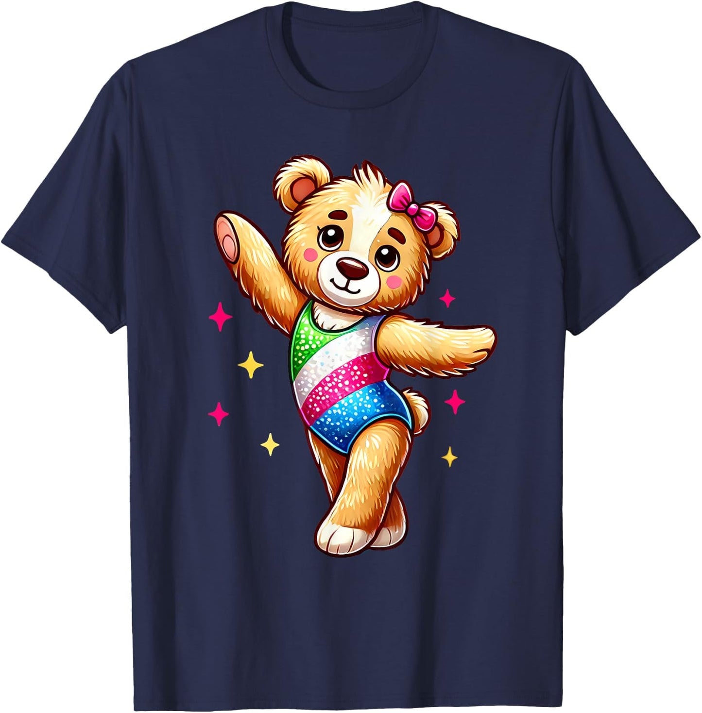 Teddy Bear Gymnastics Cute Tiny Gymnast Bear Cute Gym Moves T-Shirt - T-Shirt | Navy
