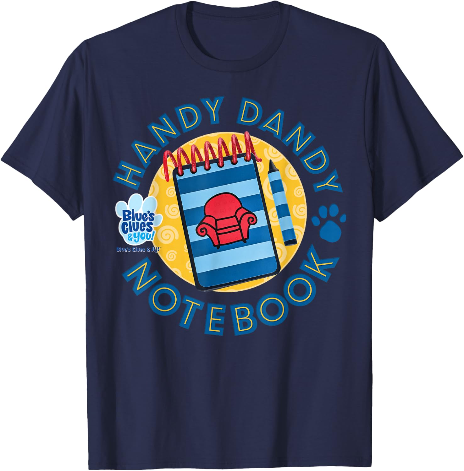 Blue's Clues & You Handy Dandy Notebook Logo Small T-Shirt - T-Shirt | Navy