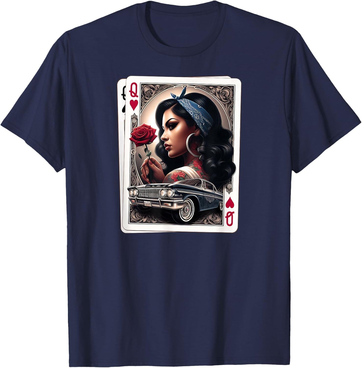 Lowrider Chicana Chicano Shirt Retro Low Rider Chicano Art T-Shirt - T-Shirt | Navy