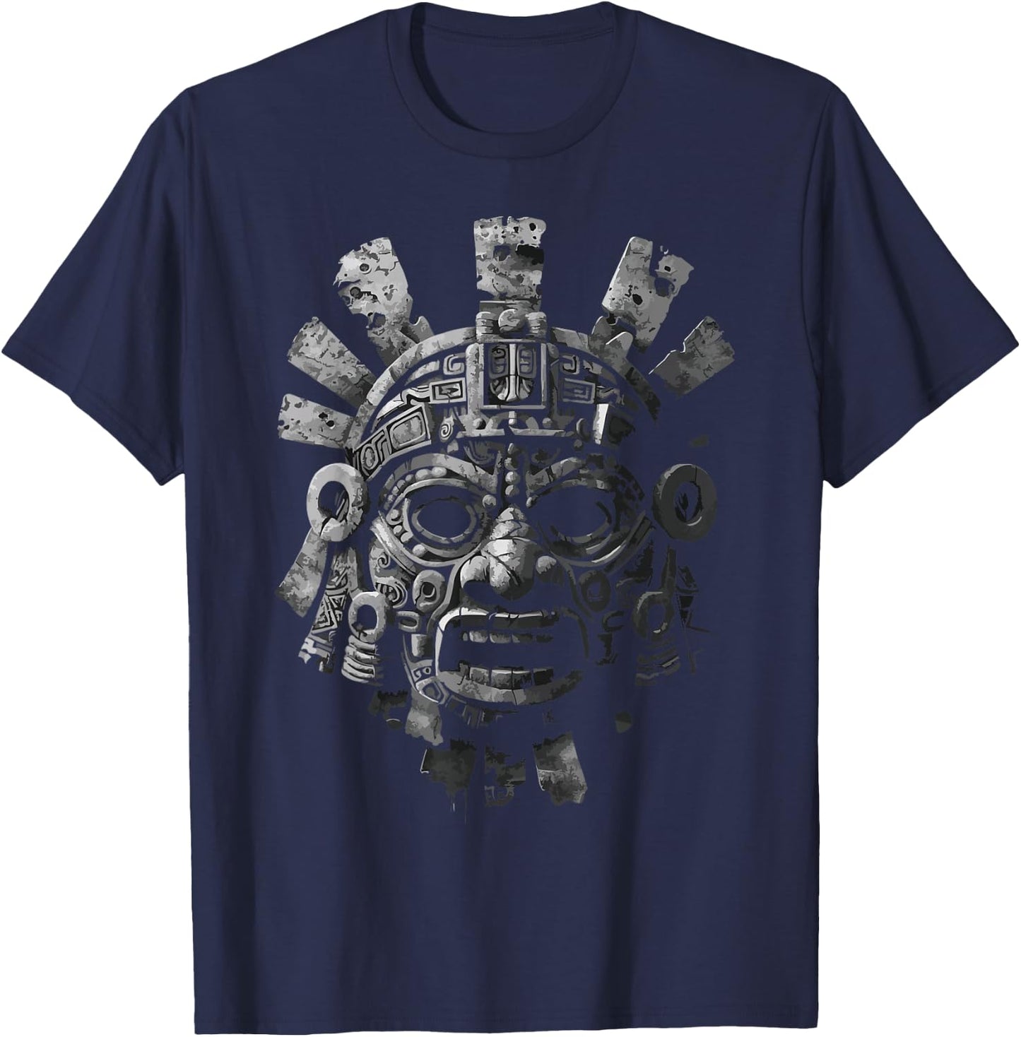 Aztec God Aztec Culture Mayan Indigenous Tlaloc Statue T-Shirt - T-Shirt | Navy