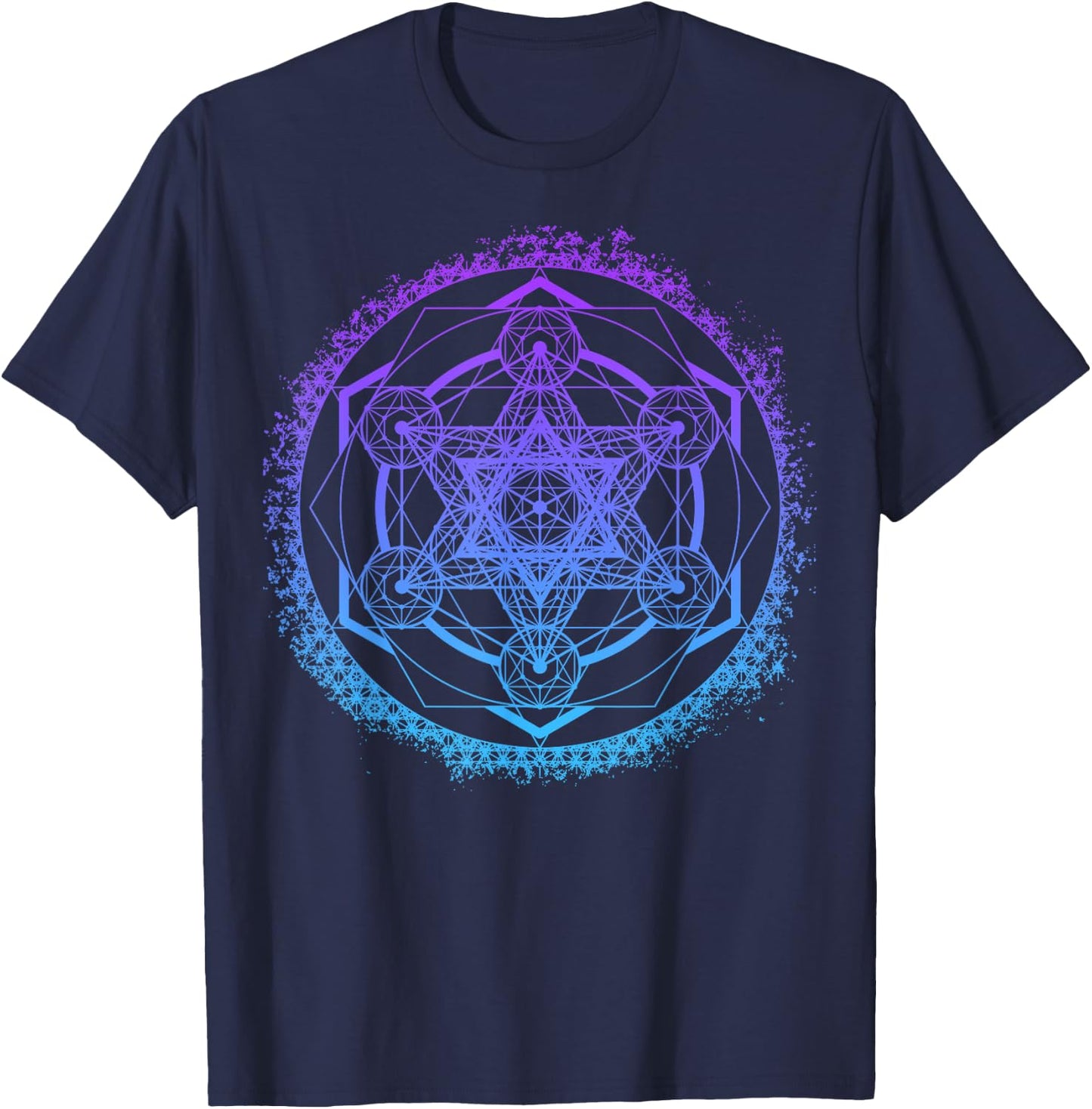 Metatron's Cube Merkaba Sacred Geometry Spiritual Yoga T-Shirt - T-Shirt | Navy