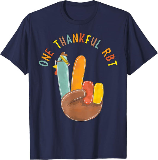 One Thankful RBT Turkey Behavior Technician Thanksgiving T-Shirt - T-Shirt | Navy